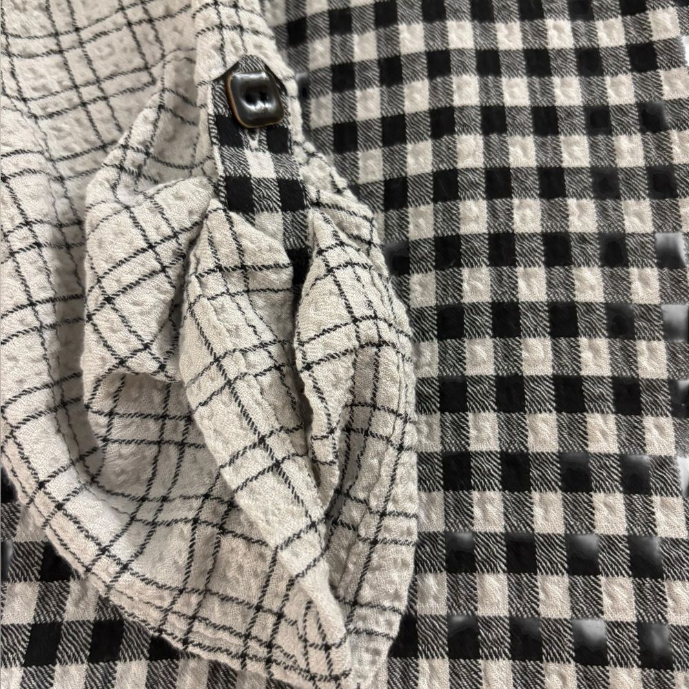 Habitat Boyfriend Tunic Putty Botton Down Shirt Mixed Plaid Black Gray Womens XS - Picture 6 of 10